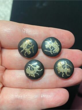 Vintage Siam Silver Mekkala buttons set of 4